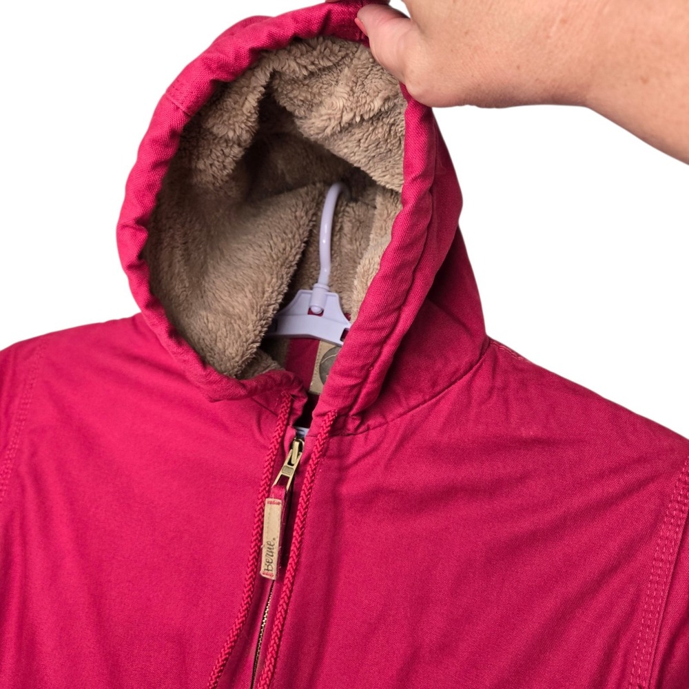 Berne Jacket Womens XL Pink Canvas Duck Work Workwear Sherpa Lined Hooded - Picture 6 of 14